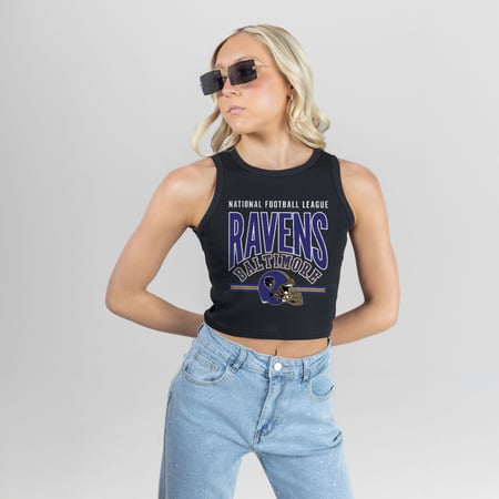Women's Gameday Couture Black Baltimore Ravens Mic Drop Essential Ribbed Crop Tank Top