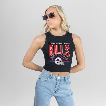 Women's Gameday Couture Black Buffalo Bills Mic Drop Essential Ribbed Crop Tank Top