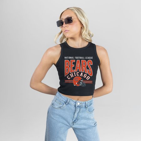 Women's Gameday Couture Black Chicago Bears Mic Drop Essential Ribbed Crop Tank Top