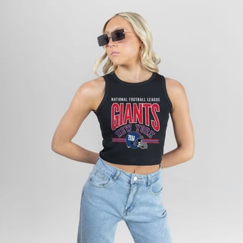 Women's Gameday Couture Black New York Giants Mic Drop Essential Ribbed Crop Tank Top