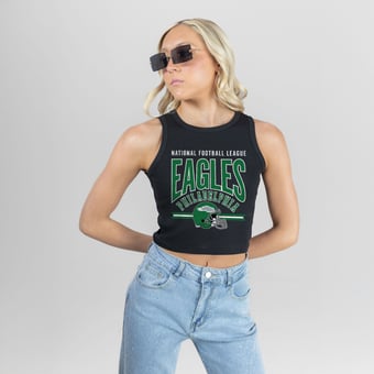Women's Gameday Couture Black Philadelphia Eagles Mic Drop Essential Ribbed Crop Tank Top