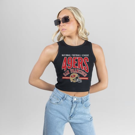 Women's Gameday Couture Black San Francisco 49ers Mic Drop Essential Ribbed Crop Tank Top
