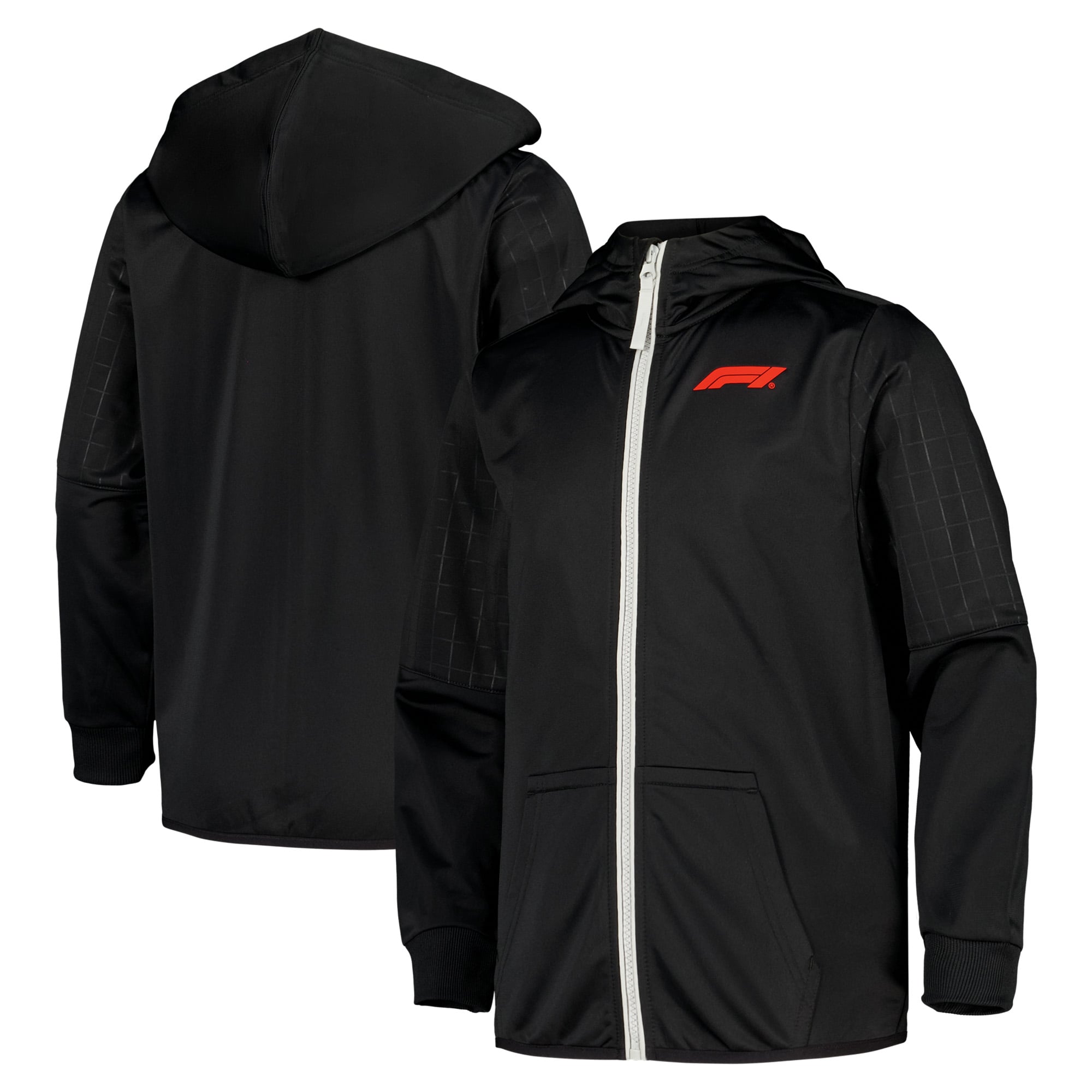 Formula 1 Motion Kapuzenpullover mit durchgehendem Reißverschluss - Schwarz/Silber - Kinder