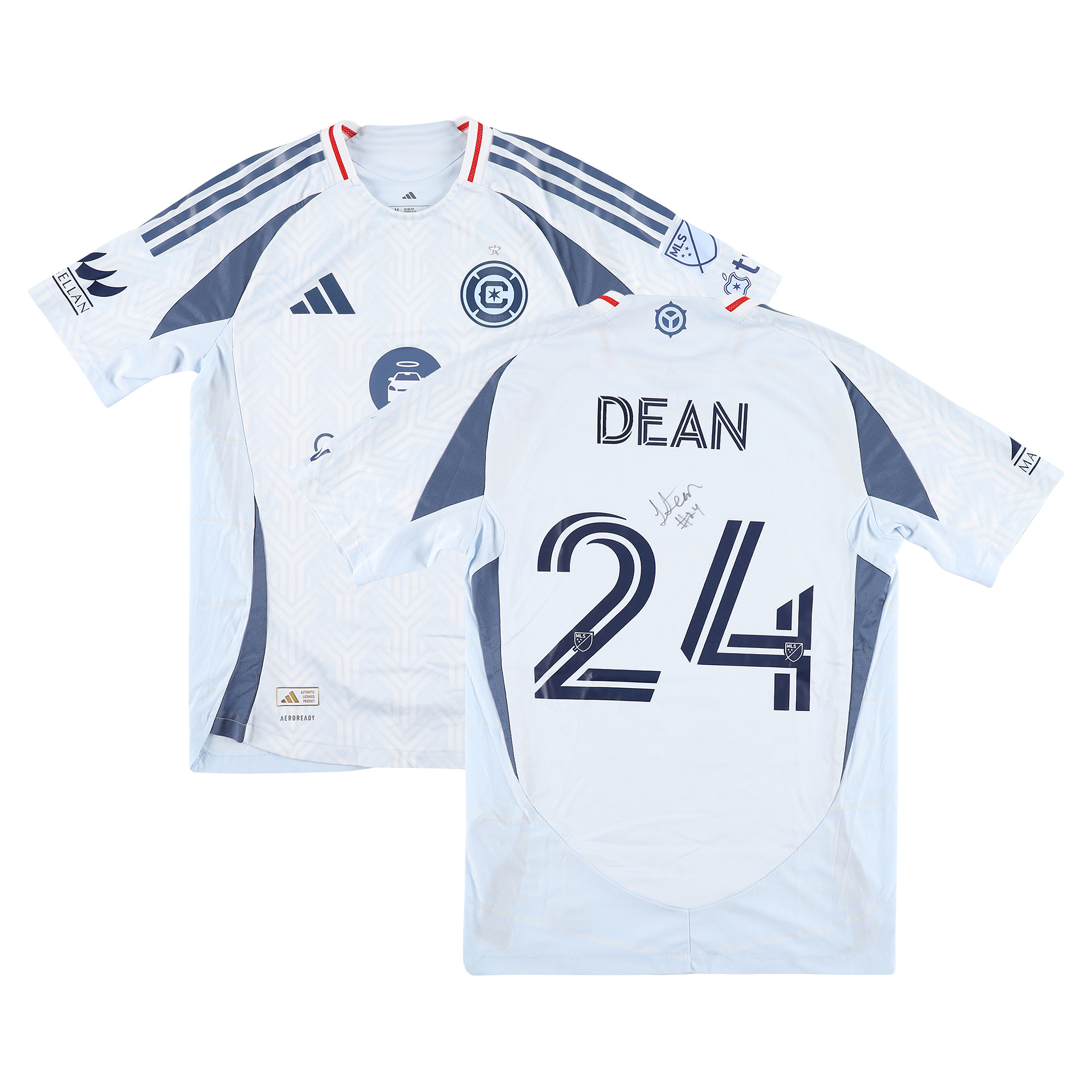 Jonathan Dean Chicago Fire Autographed Match-Used #24 Blue Jersey from the 2025 MLS Season - Size M