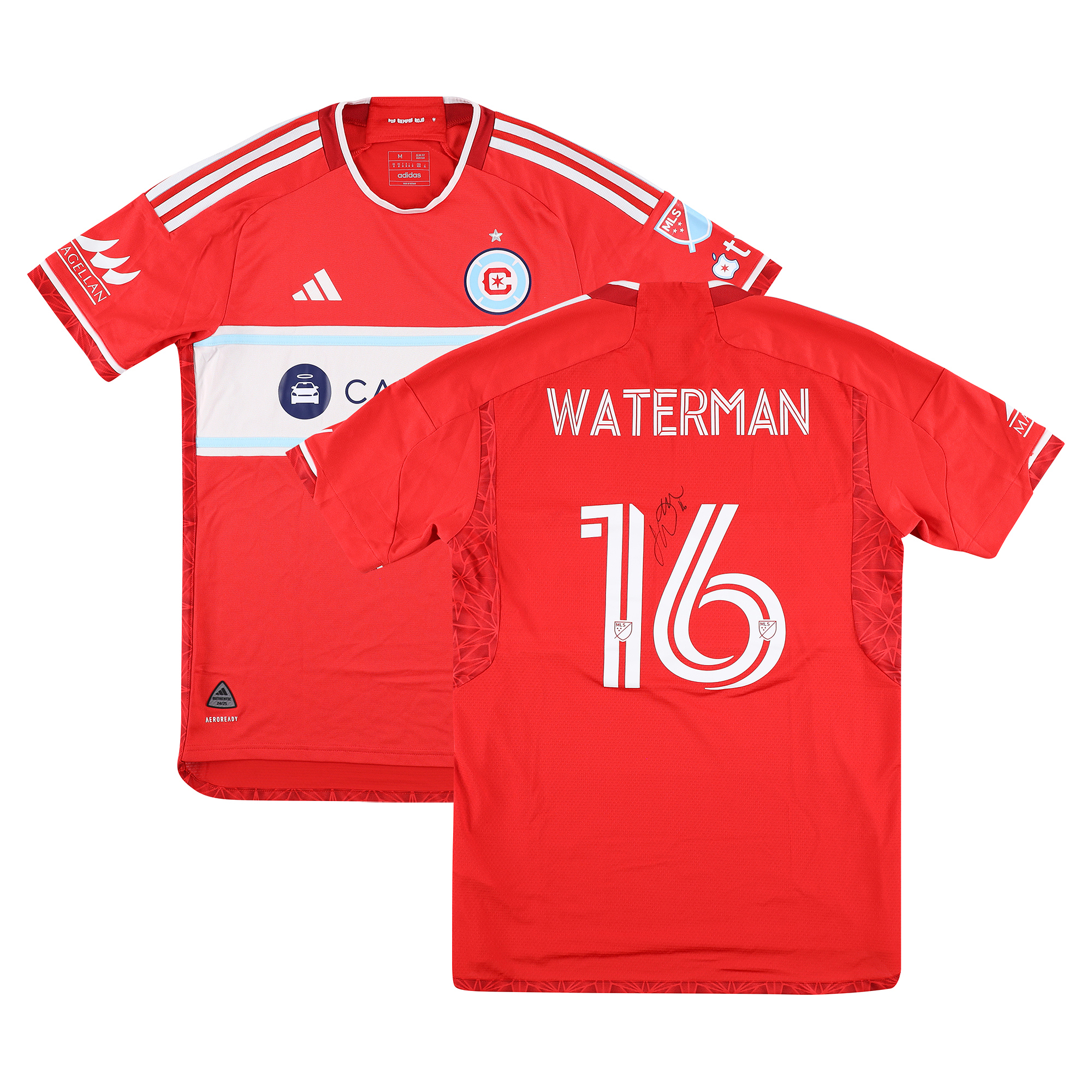 Joel Waterman Chicago Fire Autographed Match-Used #16 Red Jersey from the 2025 MLS Season - Size L