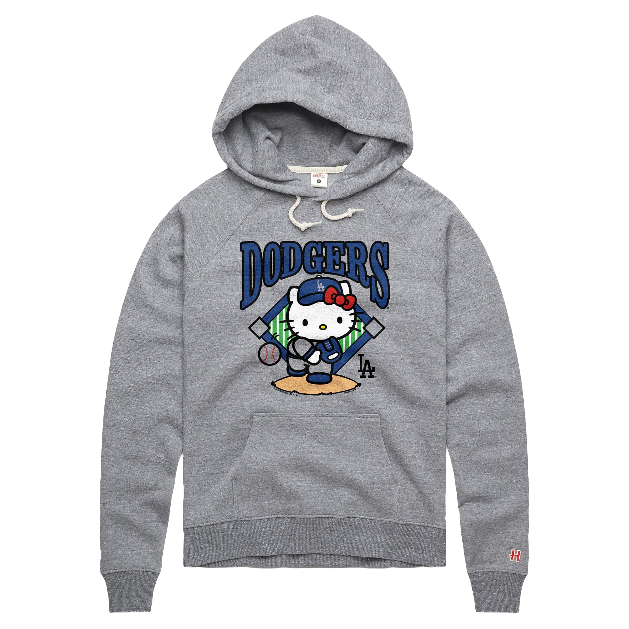 Women's Homage  Gray Hello Kitty x Los Angeles Dodgers Pitch Tri-Blend Hoodie
