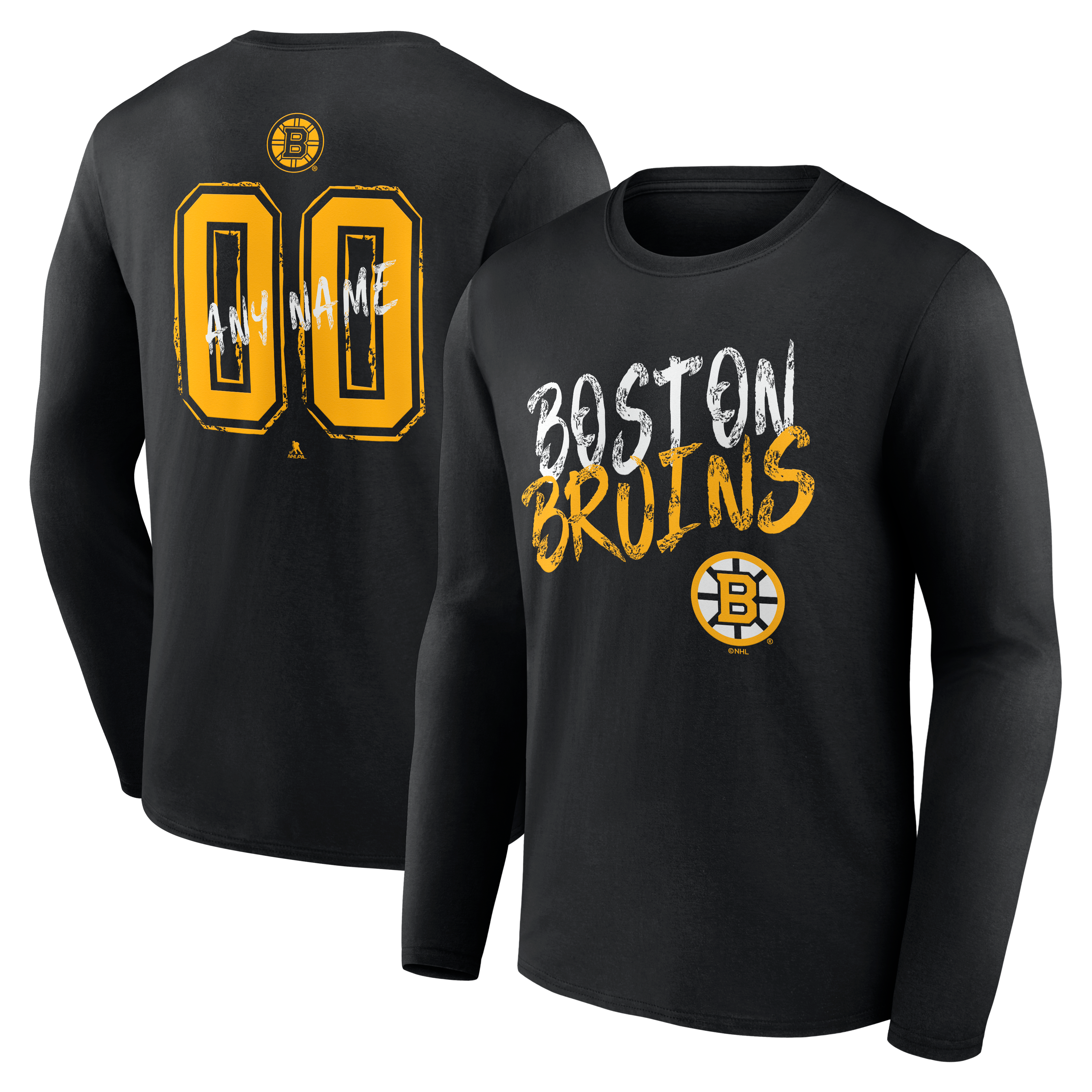 Men's Black Boston Bruins  Hustle Personalized Name & Number Long Sleeve T-Shirt