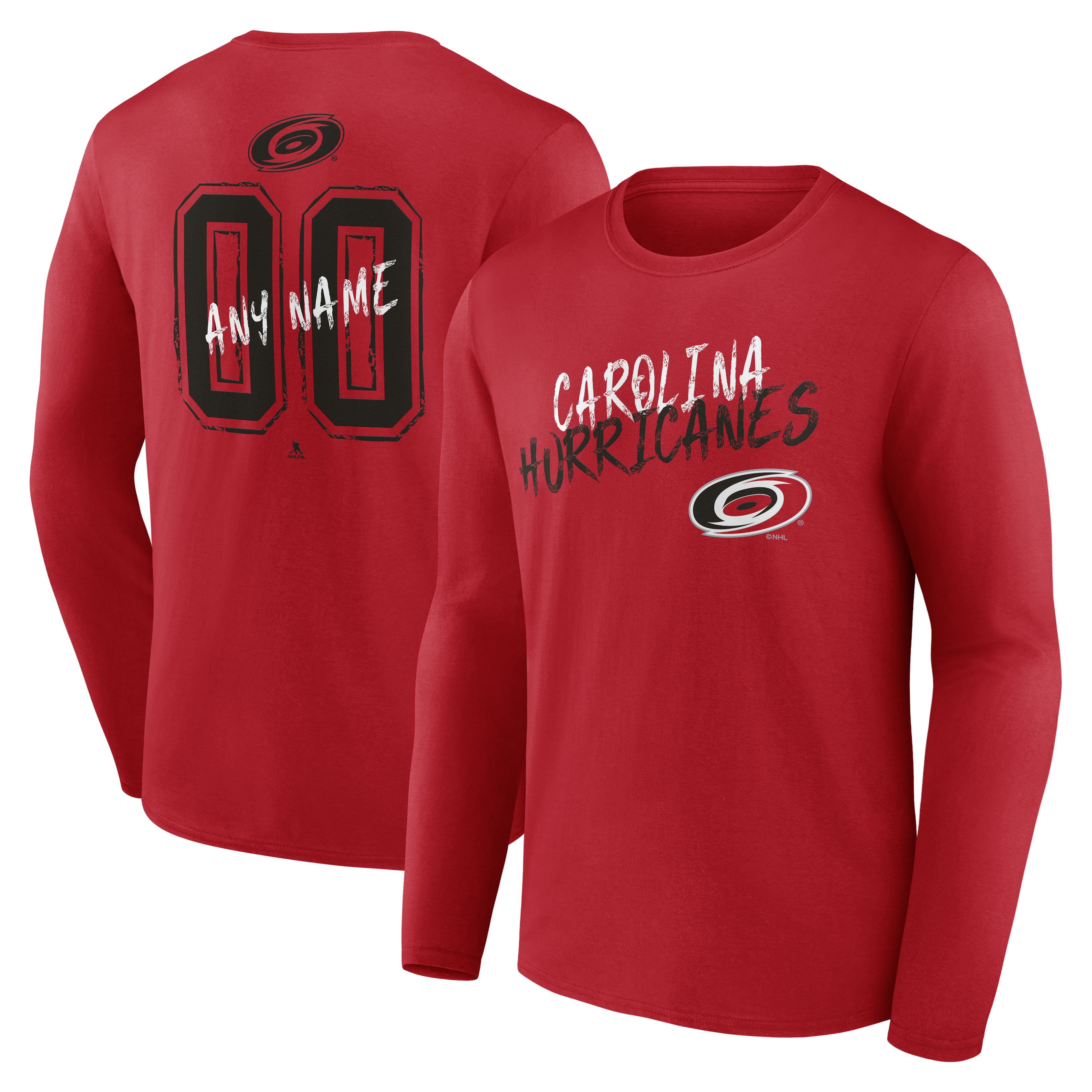 Men's Red Carolina Hurricanes  Hustle Personalized Name & Number Long Sleeve T-Shirt