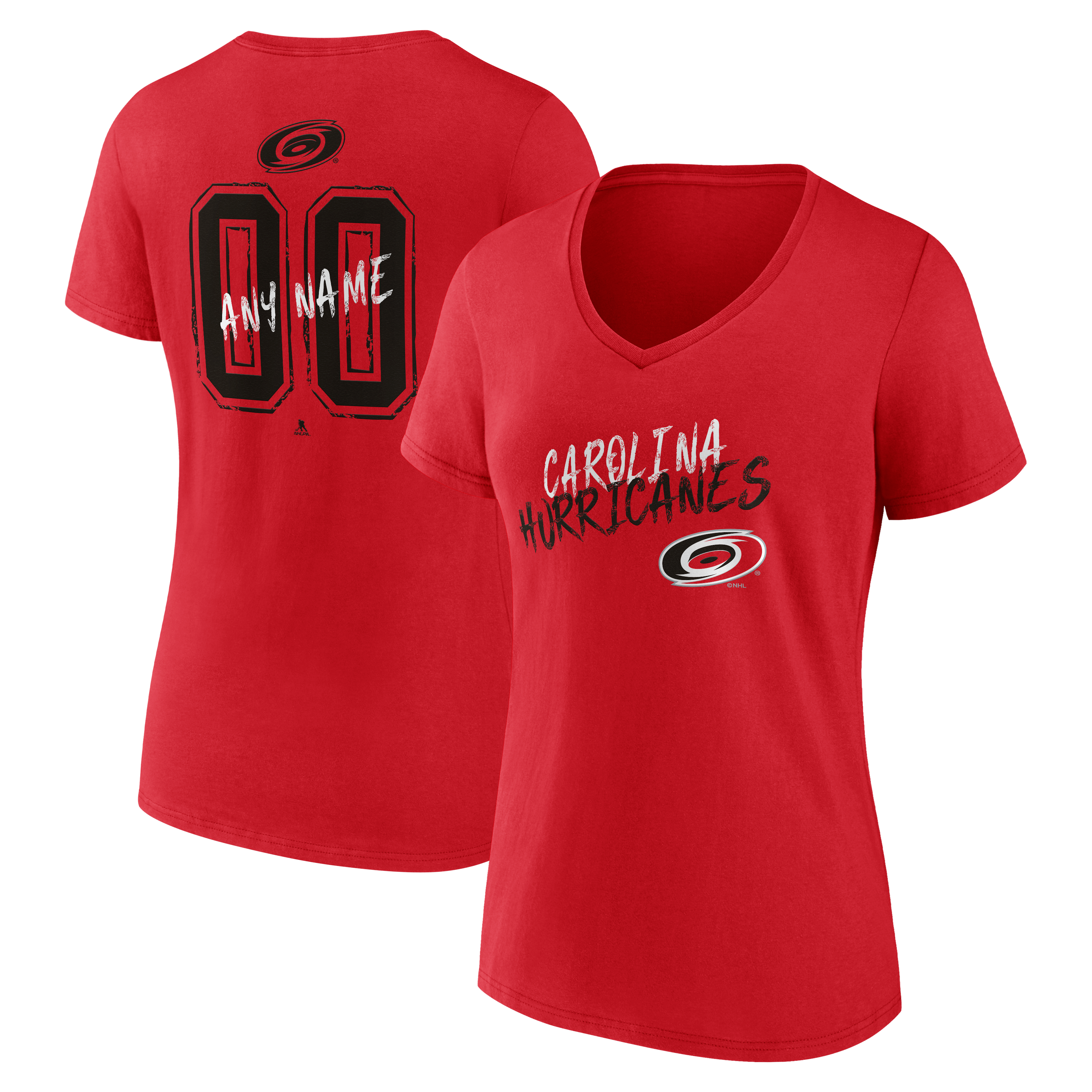 Women's Red Carolina Hurricanes Hustle Personalized Name & Number V-Neck T-Shirt