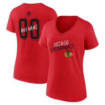 Women's Red Chicago Blackhawks Hustle Personalized Name & Number V-Neck T-Shirt