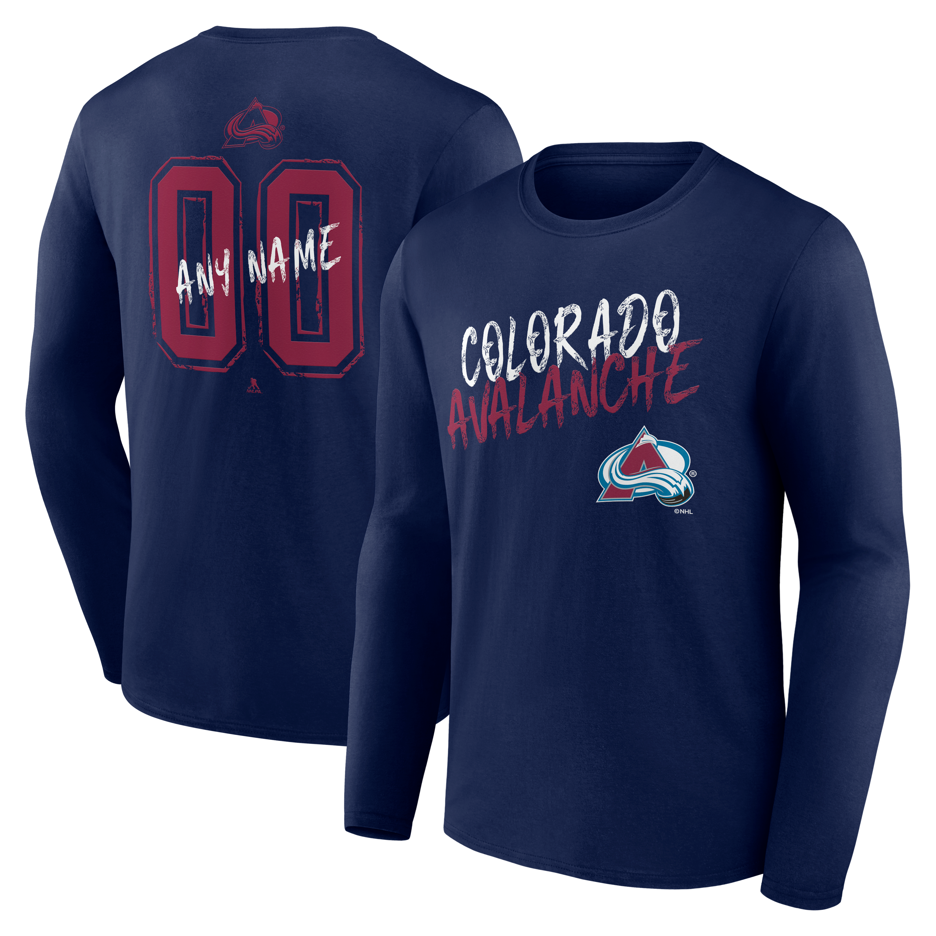 Men's Navy Colorado Avalanche  Hustle Personalized Name & Number Long Sleeve T-Shirt