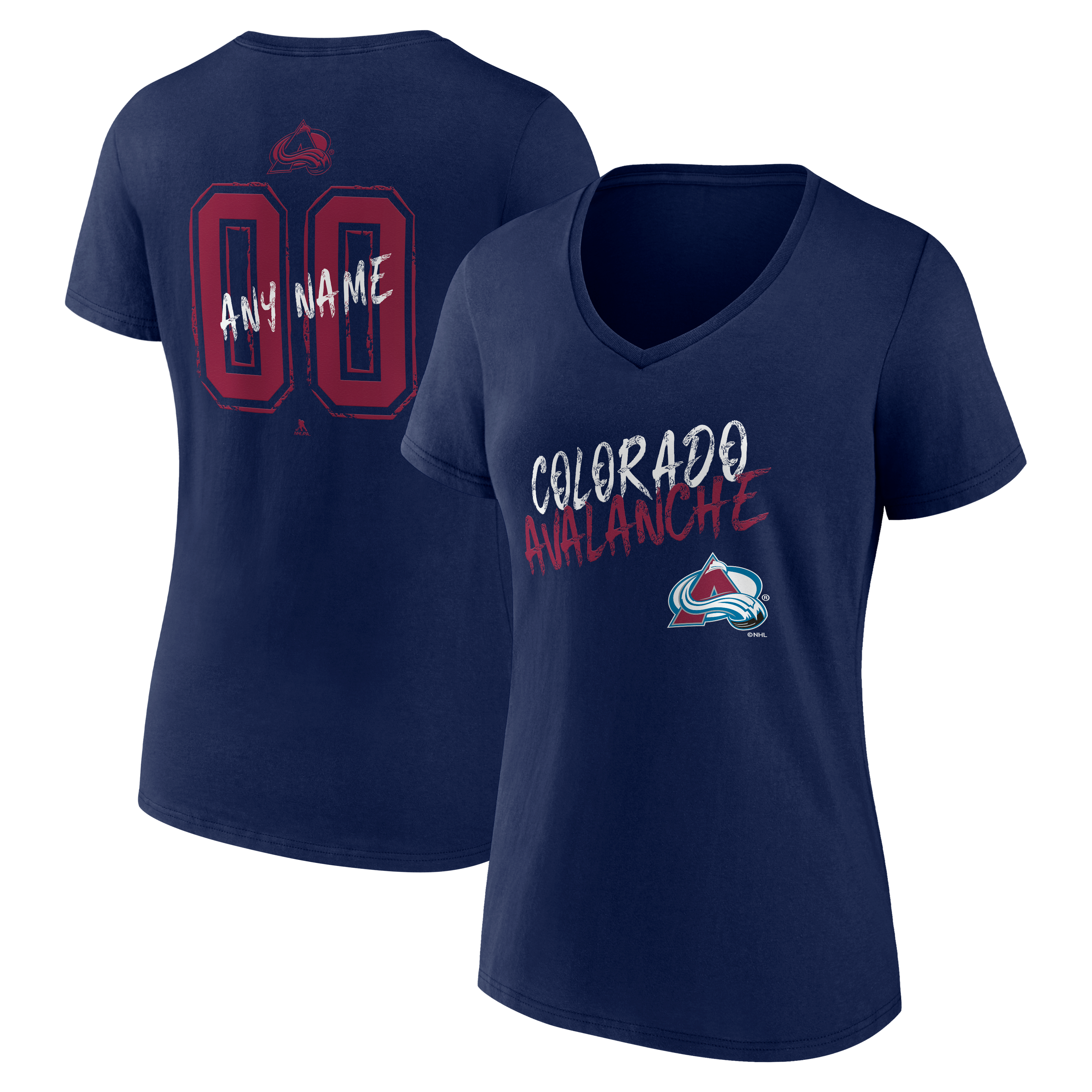 Women's Navy Colorado Avalanche Hustle Personalized Name & Number V-Neck T-Shirt
