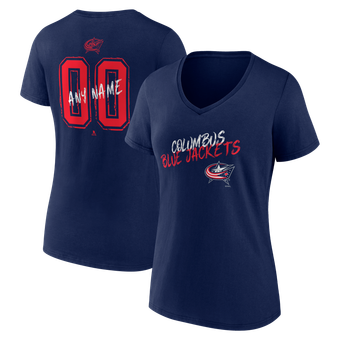 Women's Navy Columbus Blue Jackets Hustle Personalized Name & Number V-Neck T-Shirt