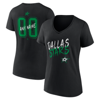 Women's Black Dallas Stars Hustle Personalized Name & Number V-Neck T-Shirt