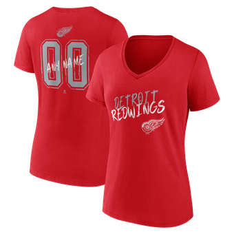 Women's Red Detroit Red Wings Hustle Personalized Name & Number V-Neck T-Shirt