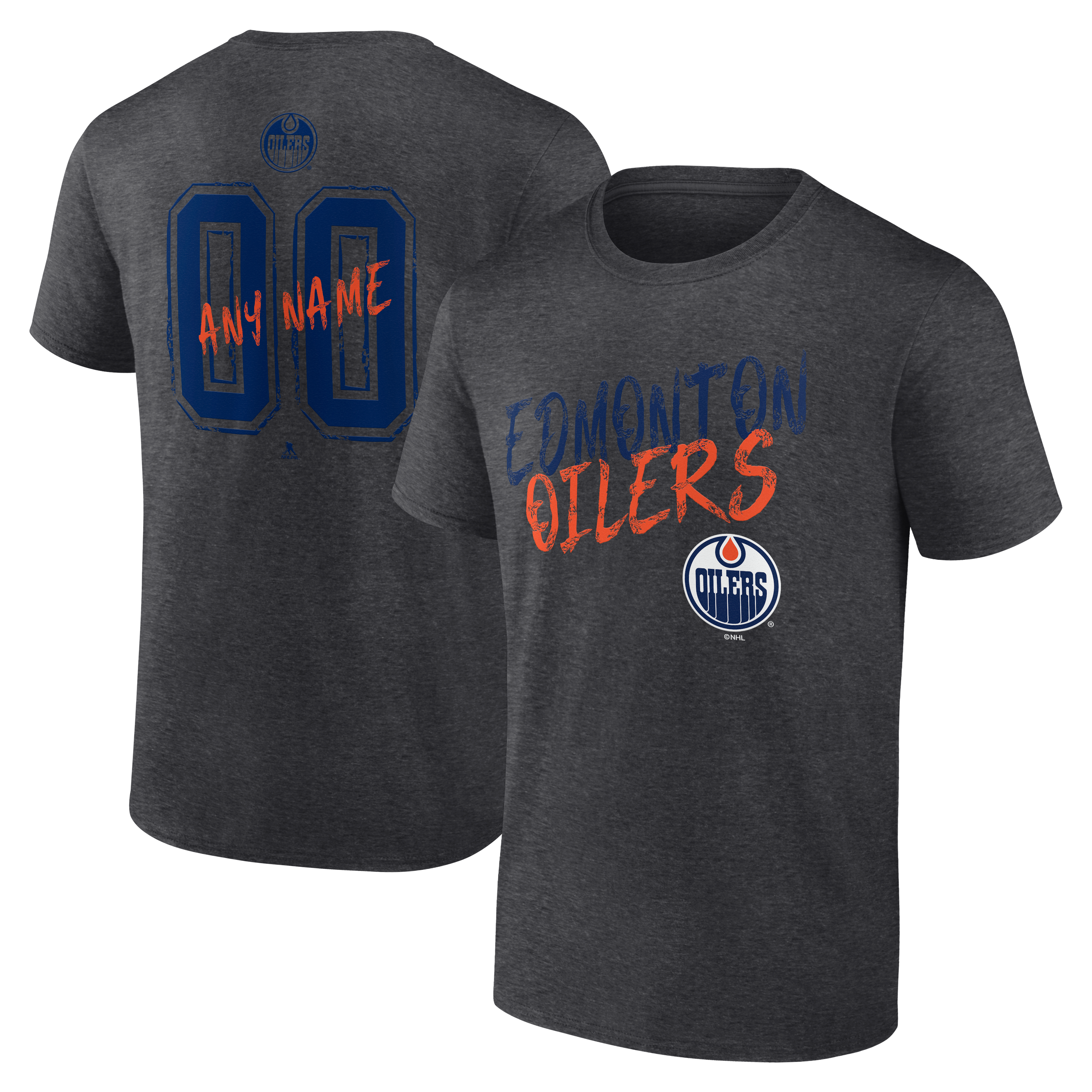 Men's Charcoal Edmonton Oilers Hustle Personalized Name & Number T-Shirt