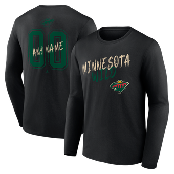 Men's Black Minnesota Wild  Hustle Personalized Name & Number Long Sleeve T-Shirt