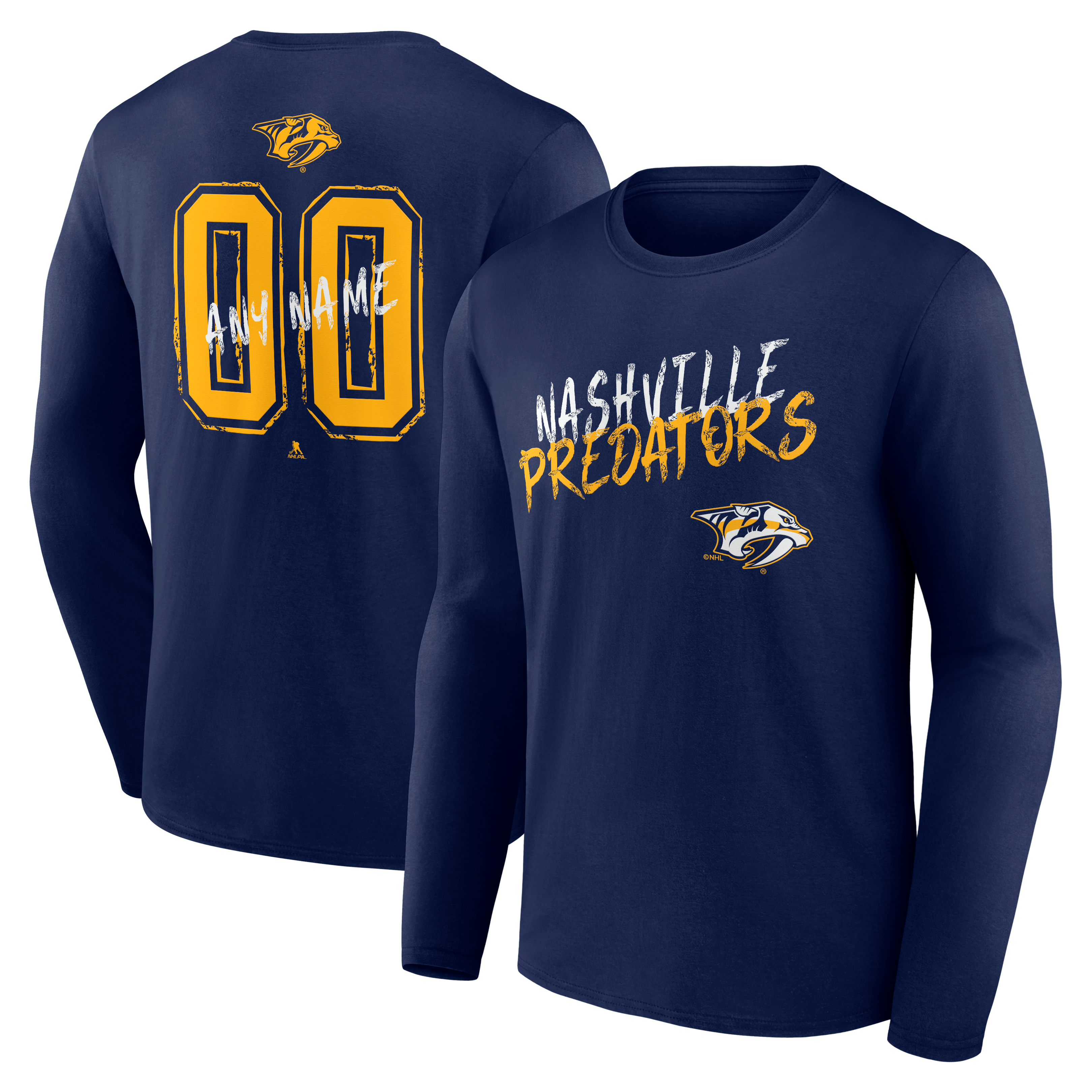 Men's Navy Nashville Predators  Hustle Personalized Name & Number Long Sleeve T-Shirt