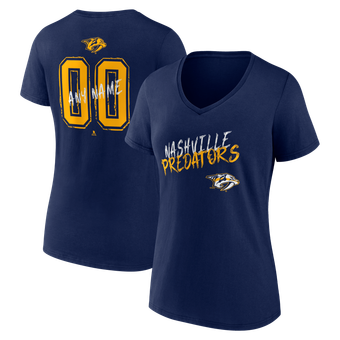 Women's Navy Nashville Predators Hustle Personalized Name & Number V-Neck T-Shirt