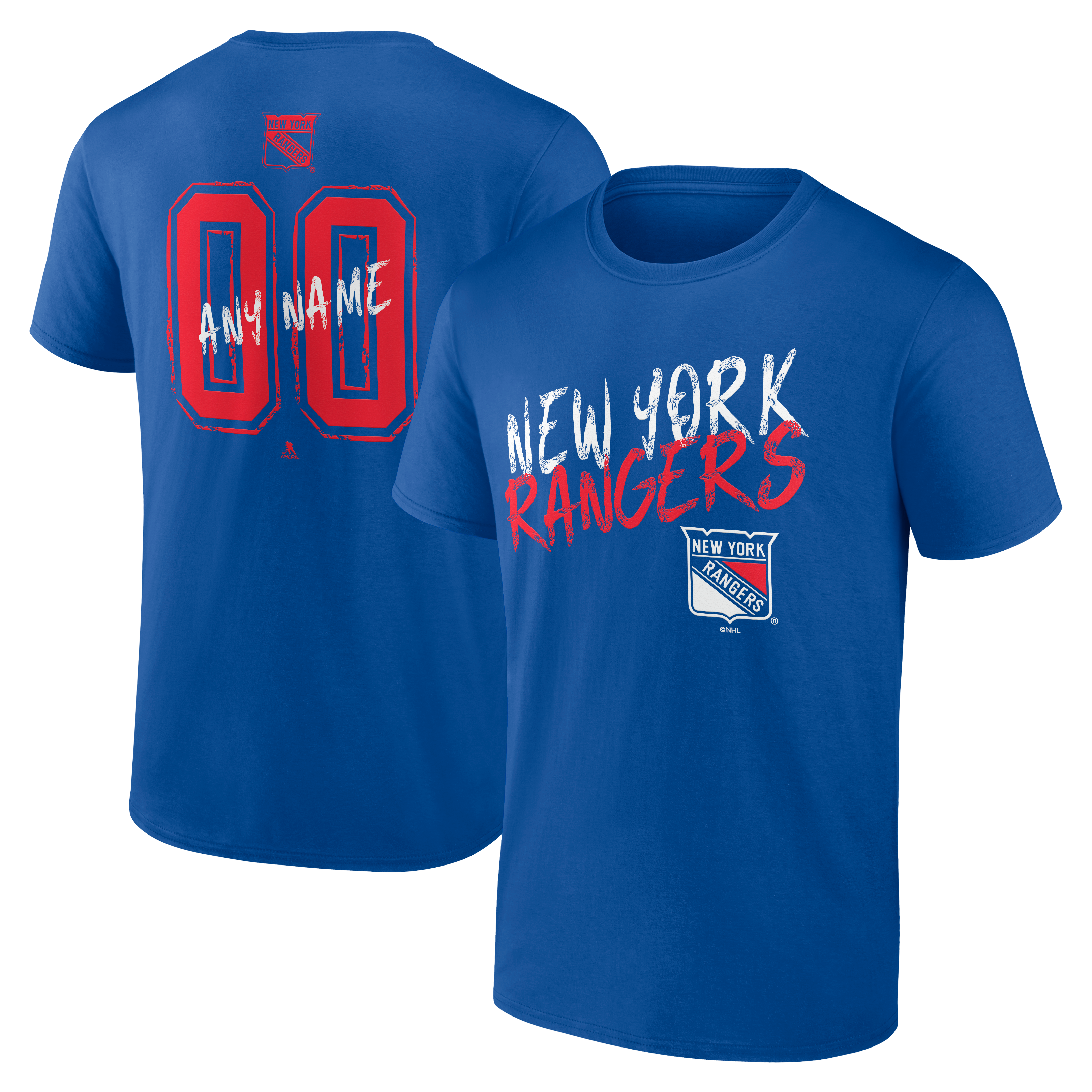 Men's Blue New York Rangers Big & Tall Hustle Personalized Name & Number T-Shirt