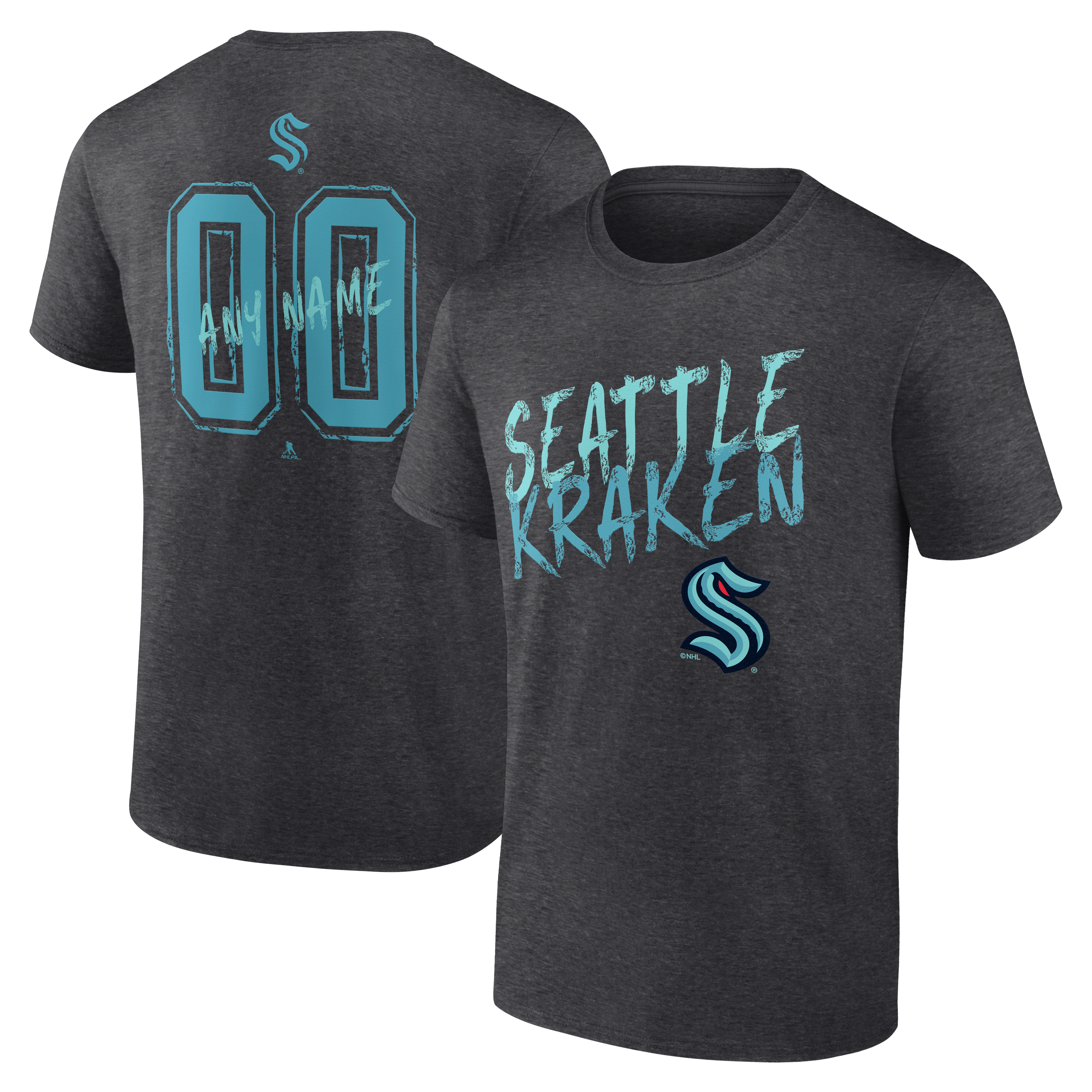 Men's Charcoal Seattle Kraken Hustle Personalized Name & Number T-Shirt