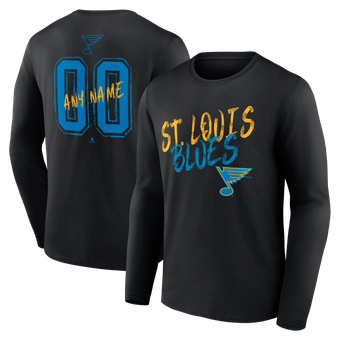 Men's Black St. Louis Blues  Hustle Personalized Name & Number Long Sleeve T-Shirt