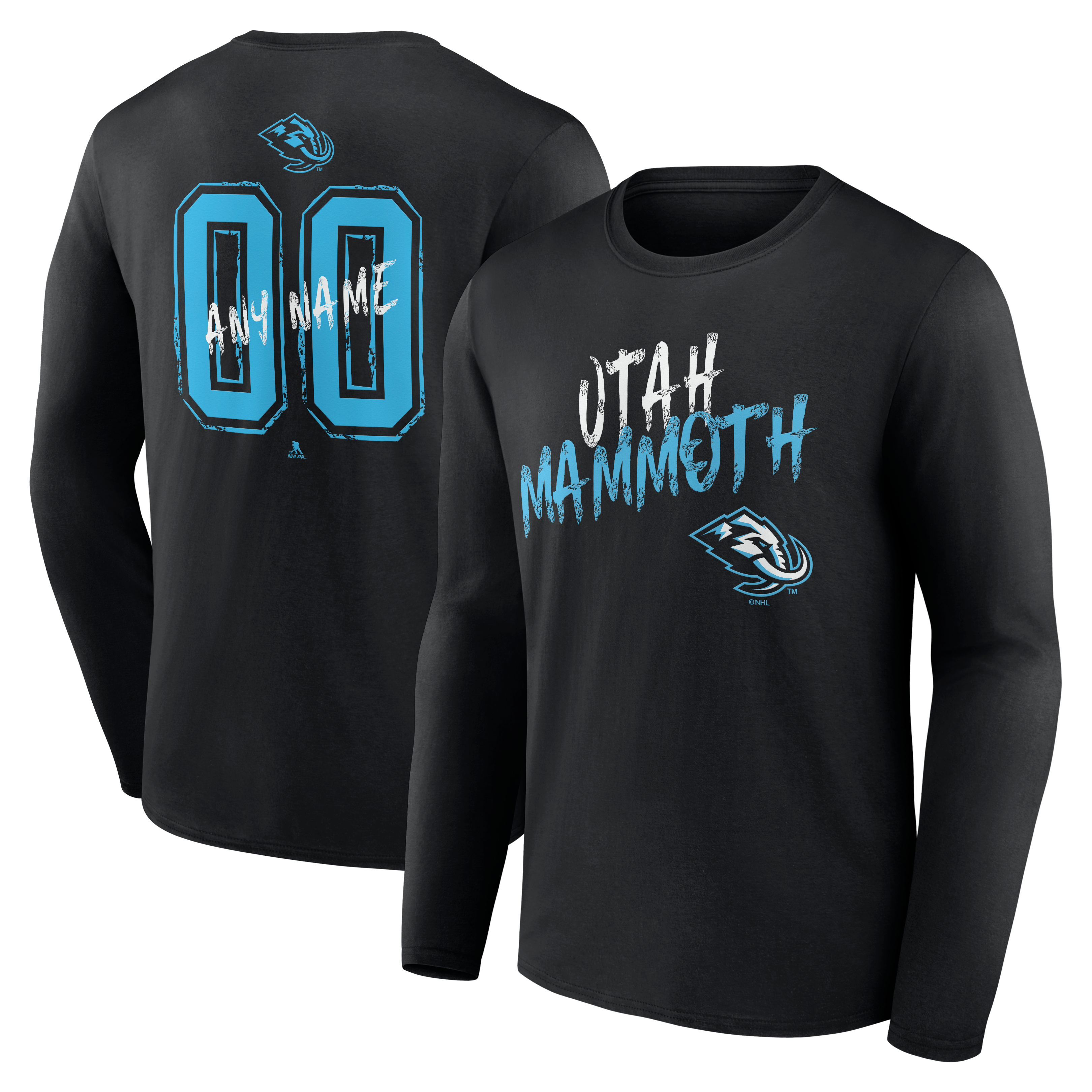 Men's Black Utah Mammoth  Hustle Personalized Name & Number Long Sleeve T-Shirt