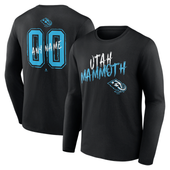 Men's Black Utah Mammoth  Hustle Personalized Name & Number Long Sleeve T-Shirt