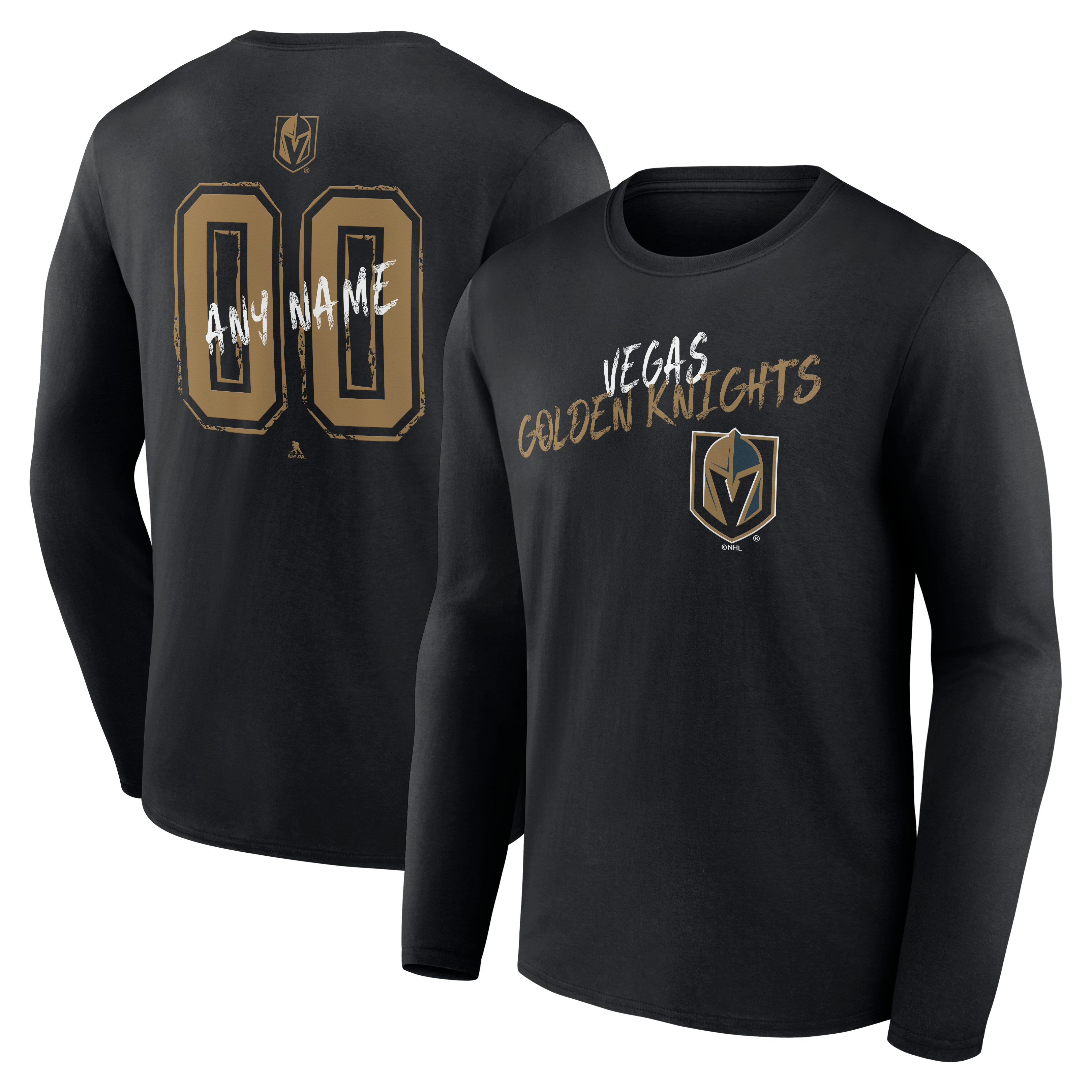 Men's Black Vegas Golden Knights  Hustle Personalized Name & Number Long Sleeve T-Shirt