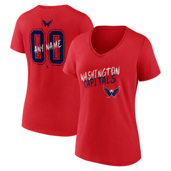 Women's Red Washington Capitals Hustle Personalized Name & Number V-Neck T-Shirt