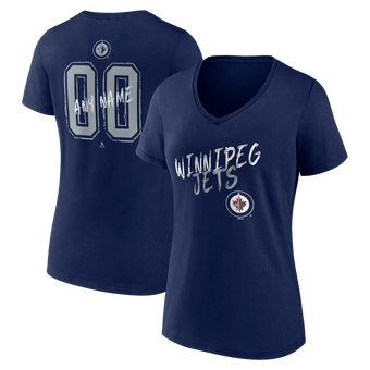 Women's Navy Winnipeg Jets Hustle Personalized Name & Number V-Neck T-Shirt