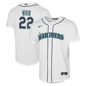 Youth Nike Bryan Woo White Seattle Mariners Home Baseline Jersey