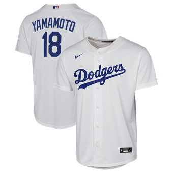 Youth Nike Yoshinobu Yamamoto White Los Angeles Dodgers Home Baseline Jersey