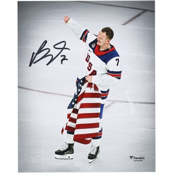 Brady Tkachuk Team USA Autographed 8" x 10" 2026 Winter Olympics Gold Medal Winner Photograph