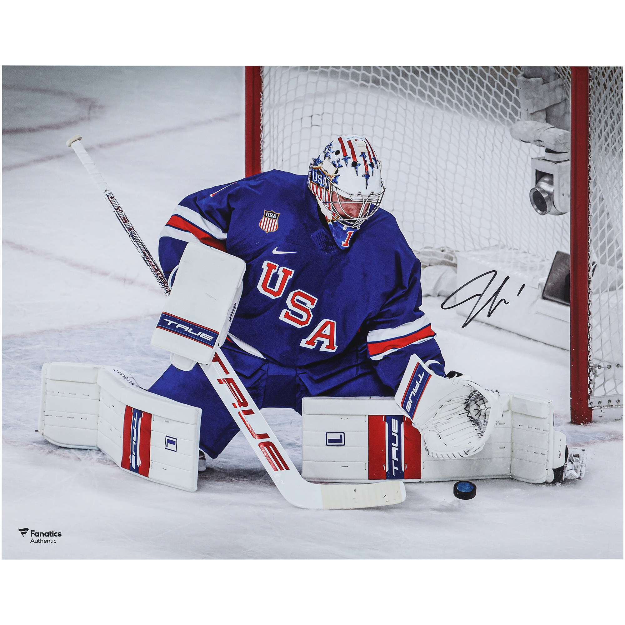 Jeremy Swayman Team USA Autographed 16" x 20" 2026 Winter Olympics Gold Medal Winner Photograph