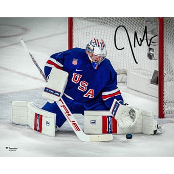 Jeremy Swayman Team USA Autographed 16" x 20" 2026 Winter Olympics Gold Medal Winner Photograph
