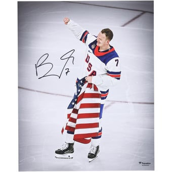 Brady Tkachuk Team USA Autographed 16" x 20" 2026 Winter Olympics Gold Medal Winner Photograph