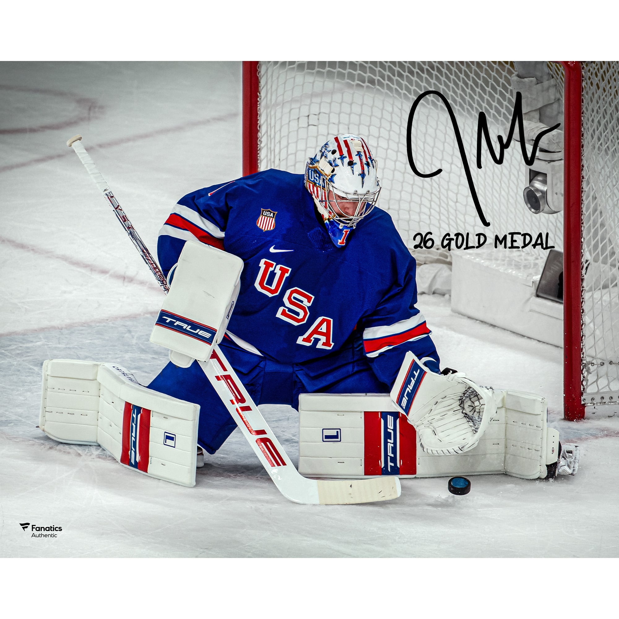 Jeremy Swayman Team USA Autographed 16" x 20" 2026 Winter Olympics Gold Medal Winner Photograph with "26 Gold Medal" Inscription