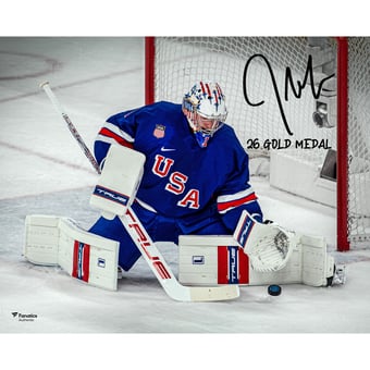 Jeremy Swayman Team USA Autographed 16" x 20" 2026 Winter Olympics Gold Medal Winner Photograph with "26 Gold Medal" Inscription