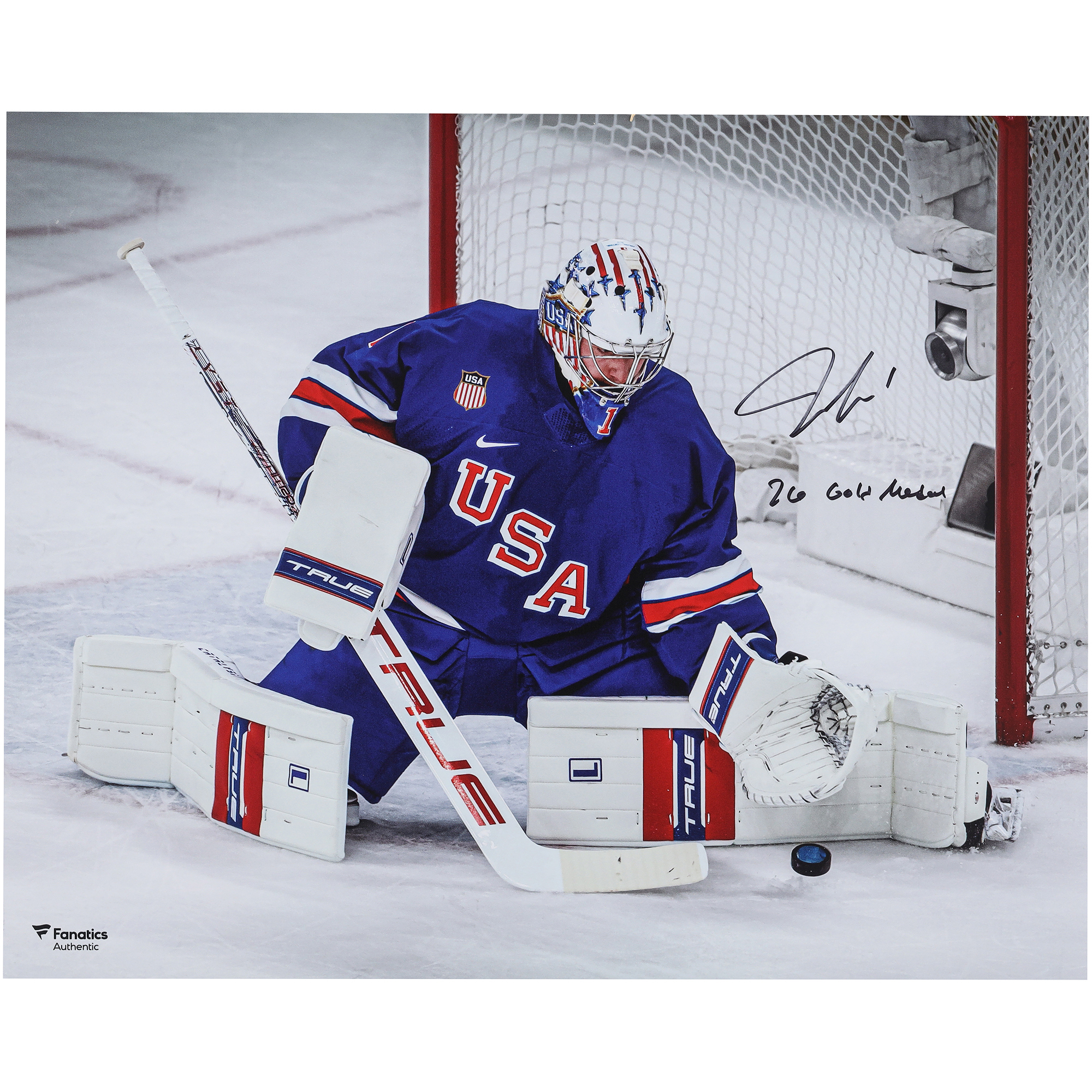 Jeremy Swayman Team USA Autographed 16" x 20" 2026 Winter Olympics Gold Medal Winner Photograph with "26 Gold Medal" Inscription