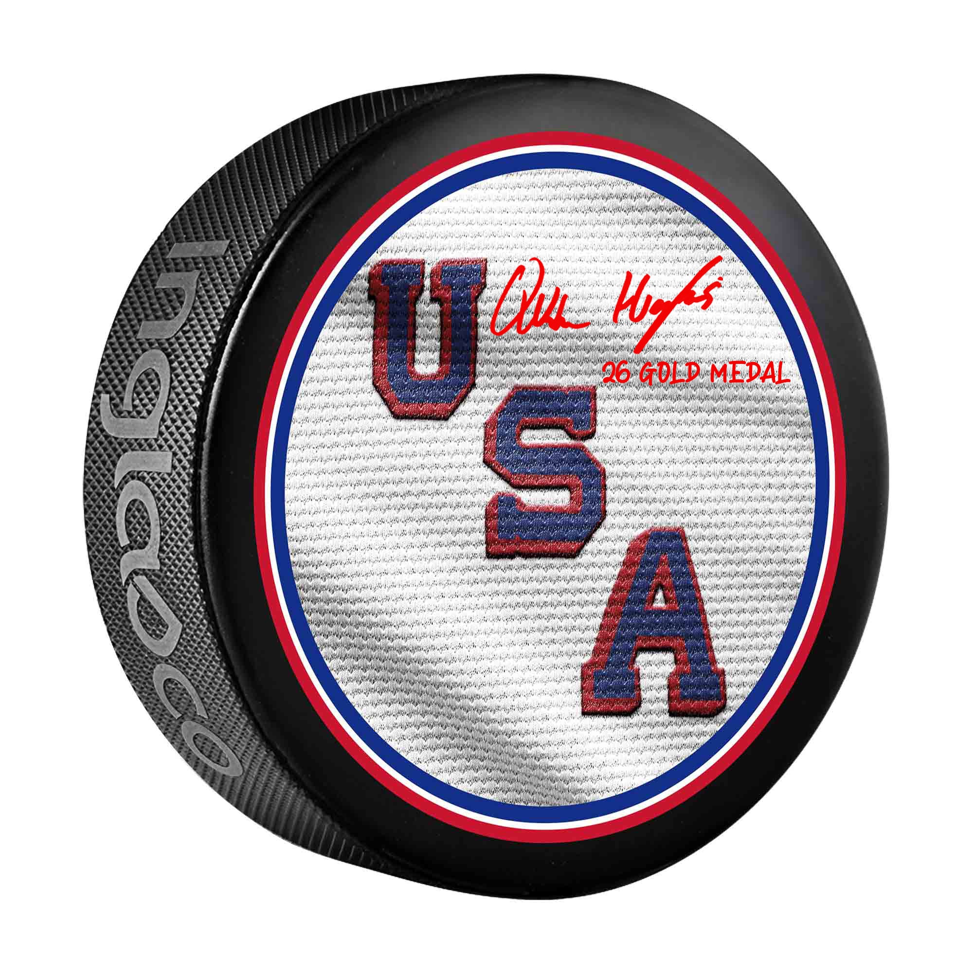 Quinn Hughes Team USA Autographed 2026 Winter Olympics Hockey Puck with "26 Gold Medal" Inscription