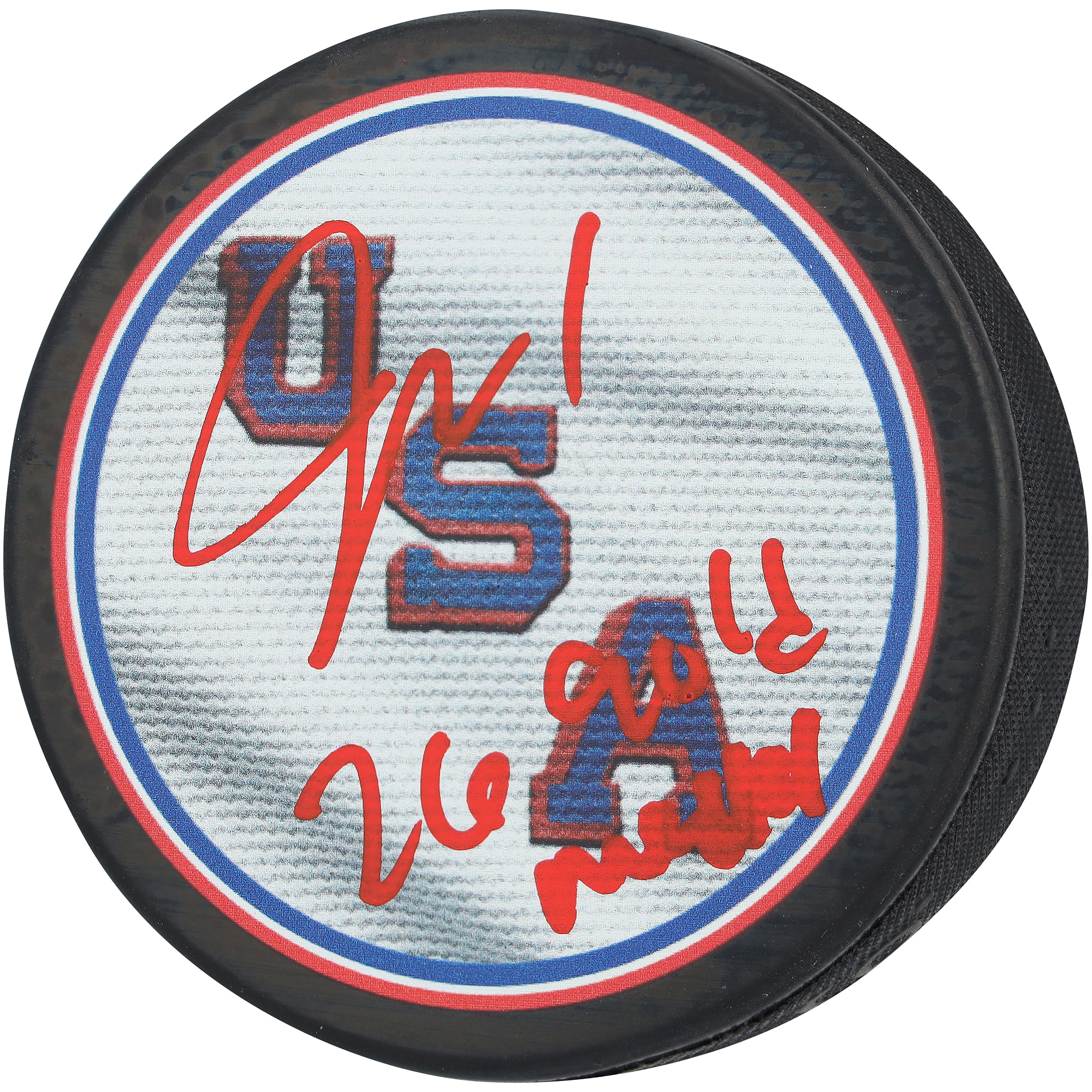 Jeremy Swayman Team USA Autographed 2026 Winter Olympics Hockey Puck with "26 Gold Medal" Inscription