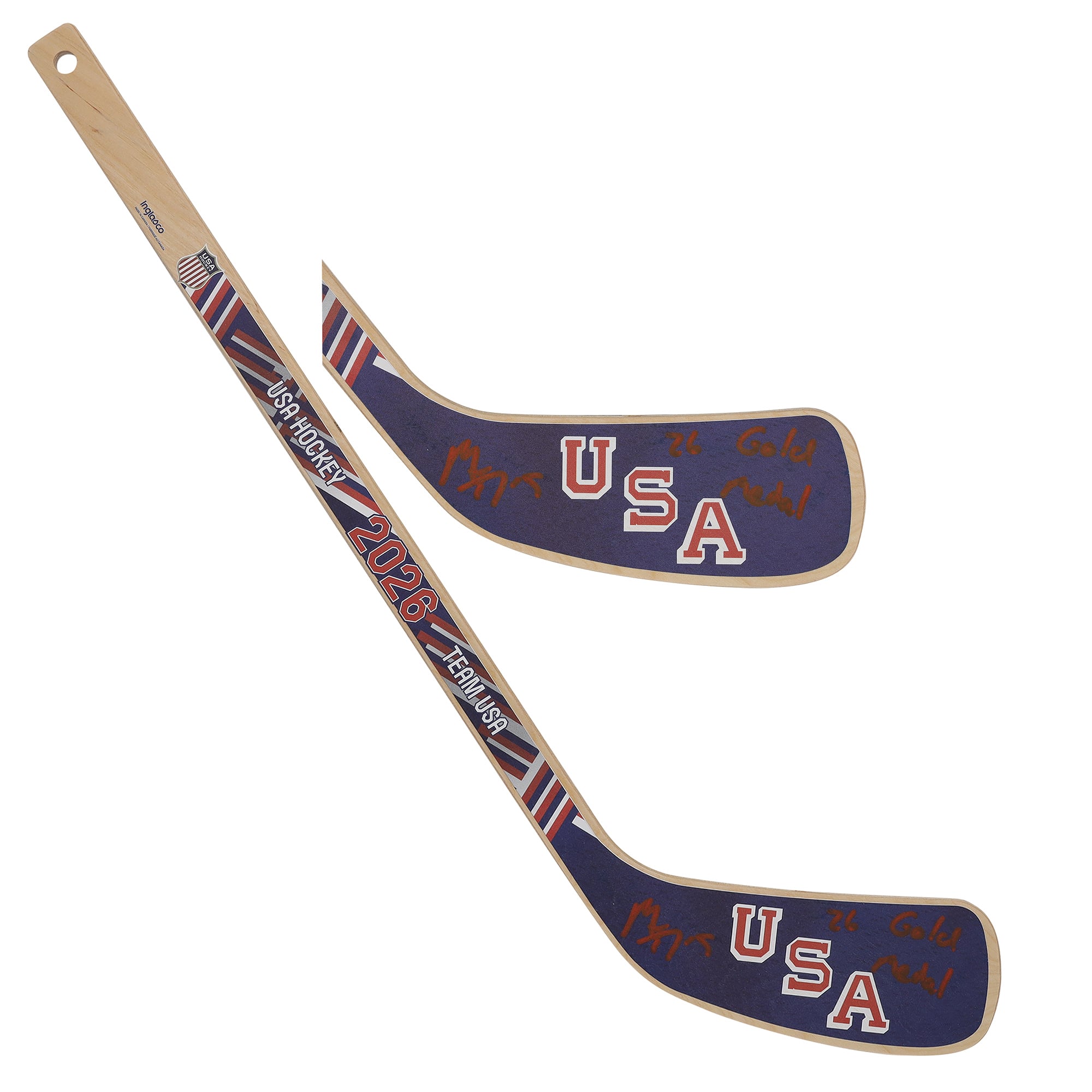 Matthew Tkachuk Team USA Autographed 2026 Winter Olympics Mini Wood Stick with "26 Gold Medal" Inscription