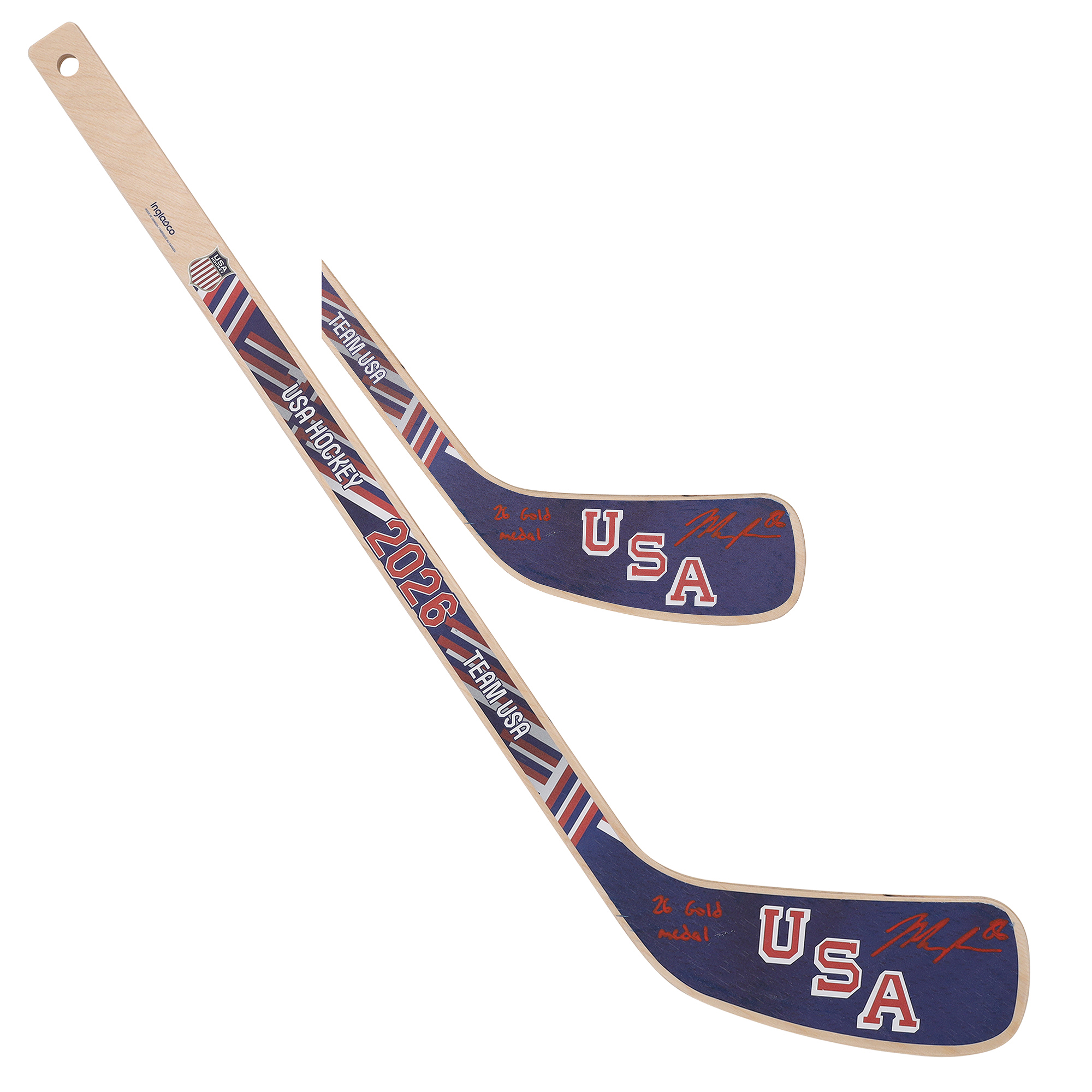 Jack Hughes Team USA Autographed 2026 Winter Olympics Mini Wood Stick with "26 Gold Medal" Inscription