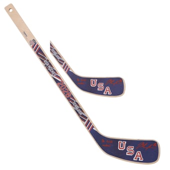 Jack Hughes Team USA Autographed 2026 Winter Olympics Mini Wood Stick with "26 Gold Medal" Inscription