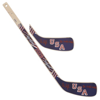 Quinn Hughes Team USA Autographed 2026 Winter Olympics Mini Wood Stick with "26 Gold Medal" Inscription
