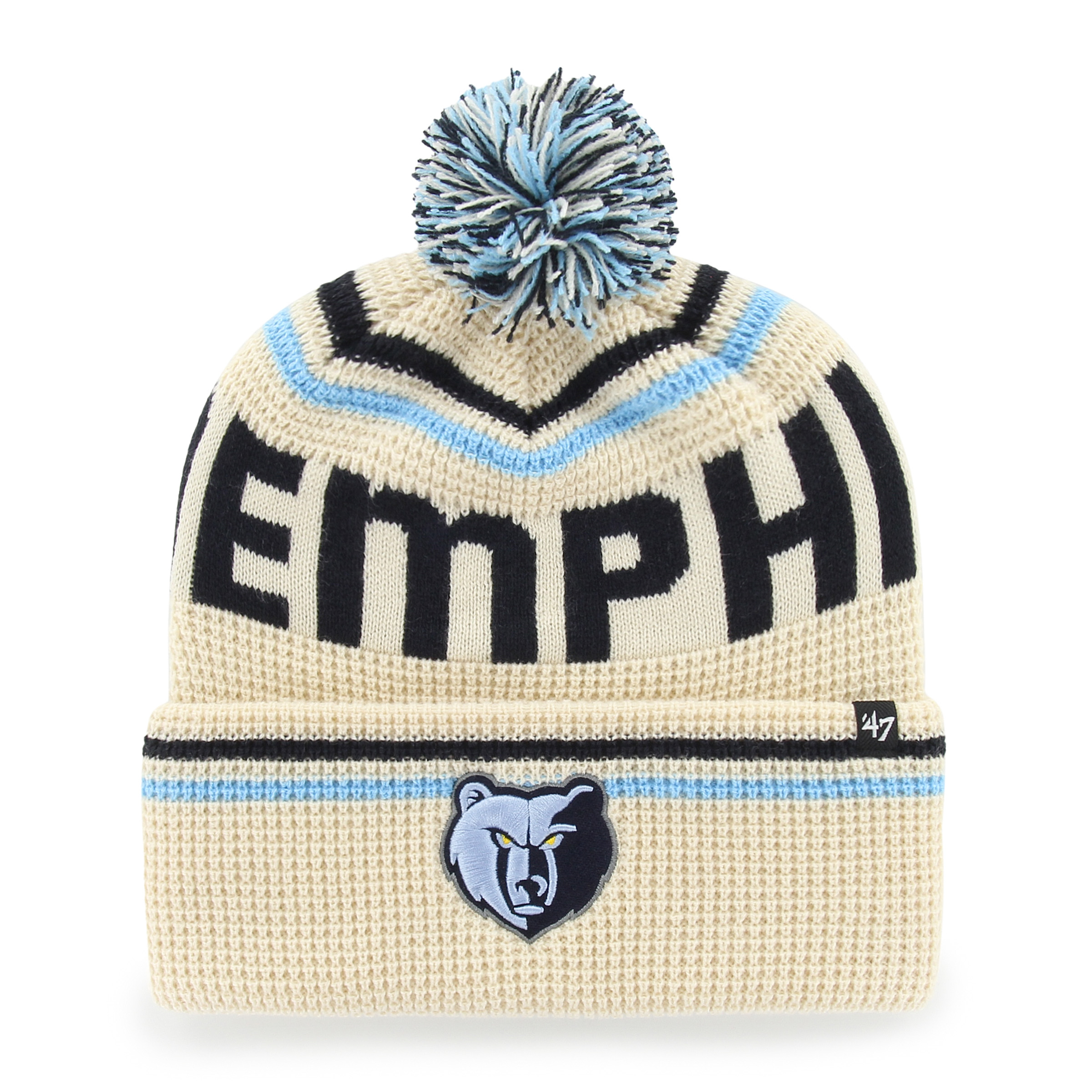 Men's '47 Natural Memphis Grizzlies Quattrle Cuffed Knit Hat with Pom