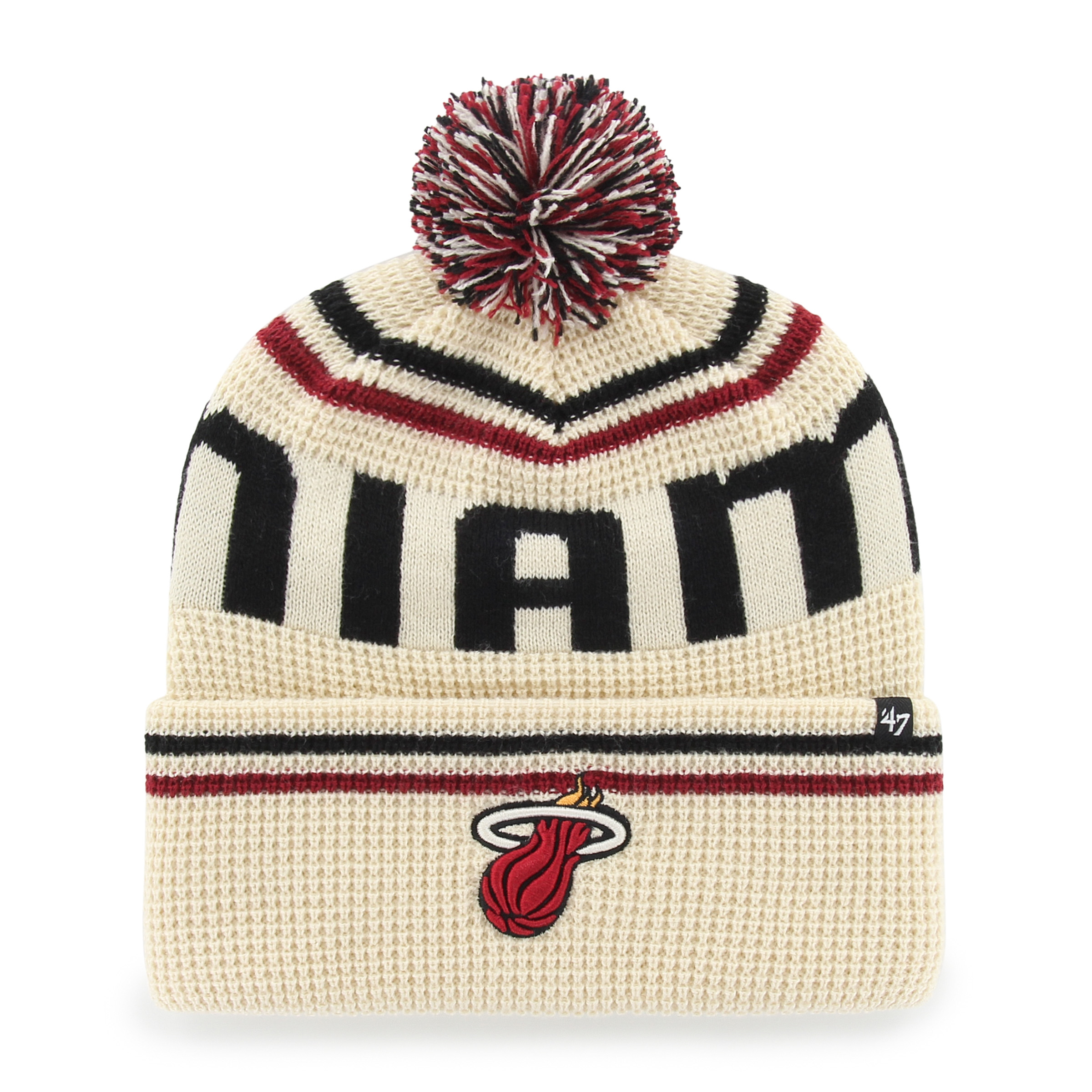 Men's '47 Natural Miami Heat Quattrle Cuffed Knit Hat with Pom