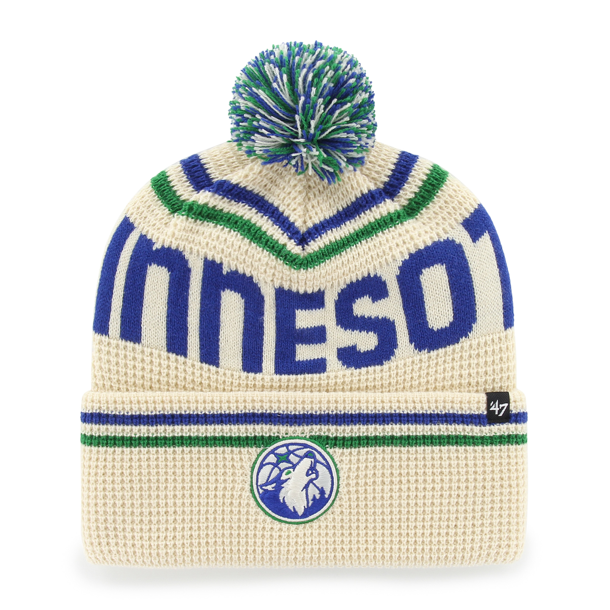 Men's '47 Natural Minnesota Timberwolves Quattrle Cuffed Knit Hat with Pom