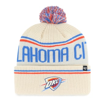 Men's '47 Natural Oklahoma City Thunder Quattrle Cuffed Knit Hat with Pom